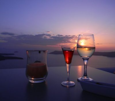 Santorini wine & sunset